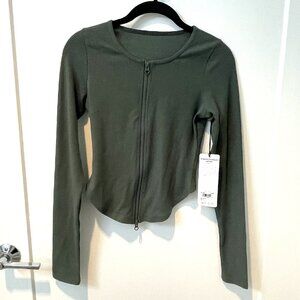 NWT ALO Yoga Ribbed Stardust Jacket in Dark Cactus Green (RETIRED) - Small